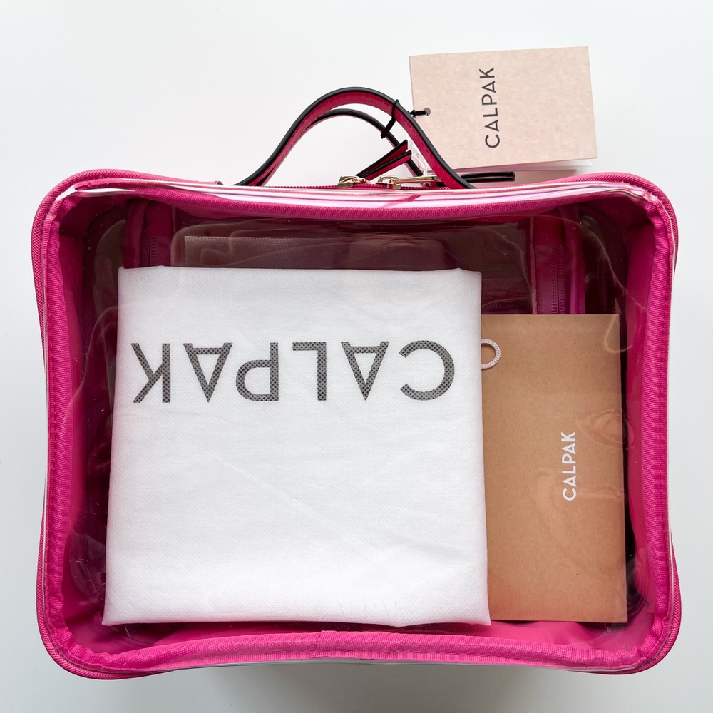 NEW Calpak Kaya Clear Cosmetics Case Dragonfruit Pink